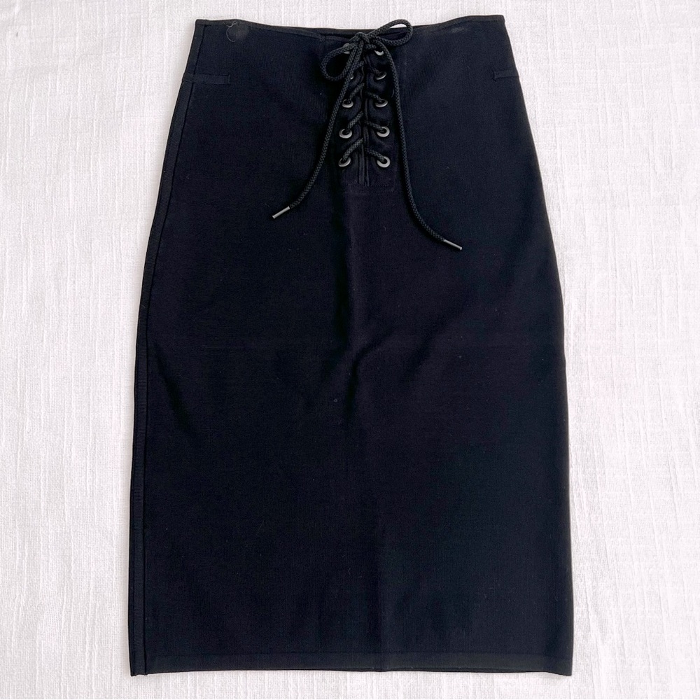 Rag & Bone Slinky Stretchy Pencil Skirt With Tie • Black